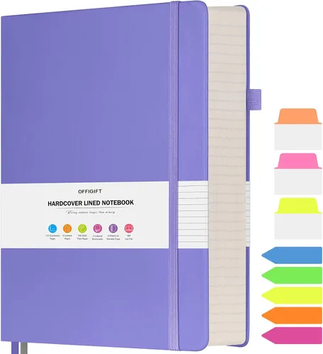 Miniatura 29 de Cuaderno rayado, cuaderno grande A5 con rayas universitarias, cuaderno de trabajo de 312 páginas numeradas con calcomanías de índice, papel grueso