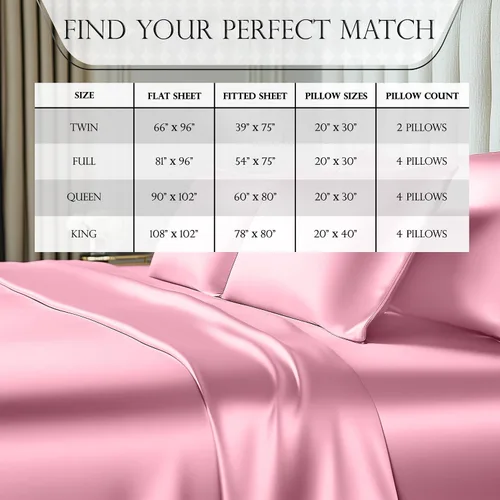 Miniatura 125 de DECOLURE Sábanas de satén – Juego de ropa de cama de lujo sedoso tamaño matrimonial de 6 piezas, más suave que la seda, sin arrugas con sábana