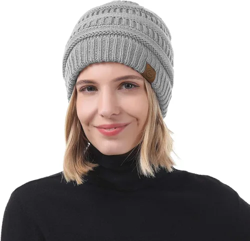 Miniatura 6 de Durio Gorros de invierno para mujer, gorro de punto trenzado, gorro de invierno grueso para mujer