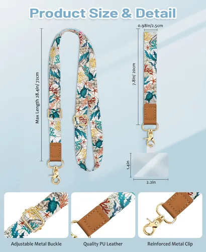 Miniatura 6 de Yonlevres Cordón cruzado para teléfono celular con correa para la muñeca, cordones de tortuga marina para alrededor del cuello, muñequera con correa