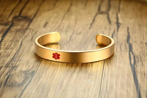 Miniatura 7 de PACEMAKER - Pulsera de acero inoxidable con identificación médica de alerta médica SOS para mujer 79in 8 pulgadas Metal
