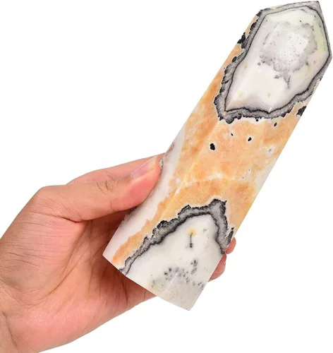Miniatura 34 de AMOYSTONE Varita de obelisco hexagonal septario natural, torre de cristal curativo, 6 caras, pulida de 1.7 a 2 libras para reiki, chakra, regalos