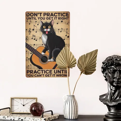 Miniatura 5 de Rockstar - Letrero de lata de gato de 8 x 12 pulgadas, arte de pared de metal vanguardista para estudio de música, dormitorio y decoración
