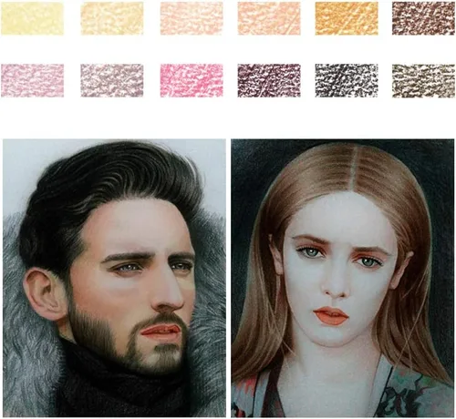 Miniatura 7 de qianshan Lápices de colores de 12 tonos de piel, a base de aceite, preafilados, para principiantes, artistas, libros de colorear, dibujo, bosquejos