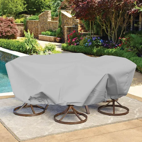Miniatura 8 de Bynbbur Funda impermeable para muebles de patio de 13 pies con dobladillo de cuerda de alambre en todos los bordes, fundas redondas para piscina