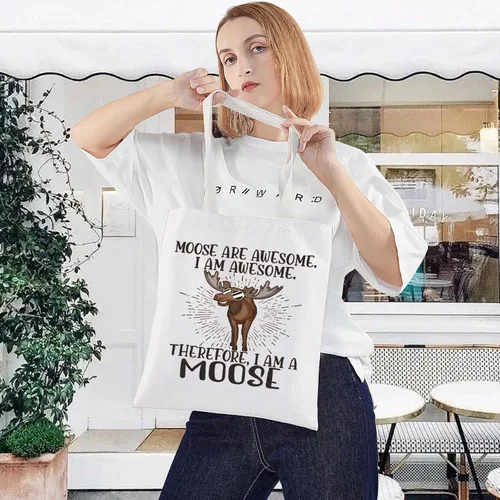 Miniatura 2 de LEVLO Bolsa de maquillaje cosmético de alce - Bolsa con cremallera para fanáticos de alce, Bolso con texto "I Am a Moose