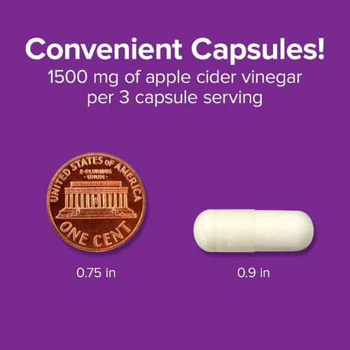 Miniatura 7 de Webber Naturals Cápsulas de vinagre de sidra de manzana, ACV con madre, 1500 mg por porción, alta potencia, 240 cápsulas = 80 porciones, soporte
