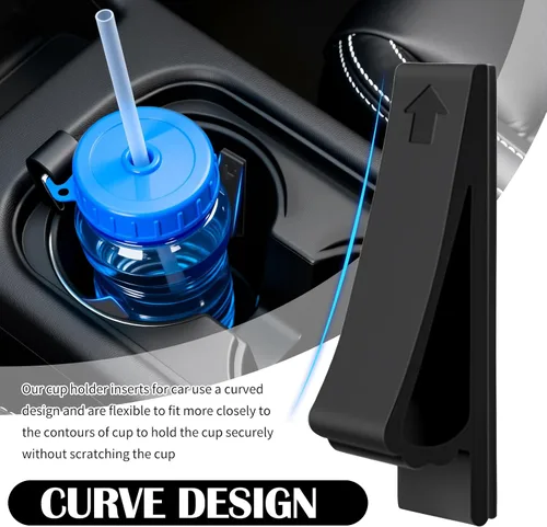 Miniatura 4 de 6 PCS Insertos de Portavasos de Silicona para Automóvil, Posavasos Curvos Antivibración para Automóvil, Estabilizador de Portavasos para Sostener