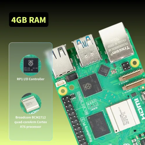 Miniatura 2 de iRasptek Kit básico de inicio para Raspberry Pi 5 4GB RAM- Incluye placa de 4 GB, fuente de alimentación PD de 27 W, caja de metal Pi5 y enfriador