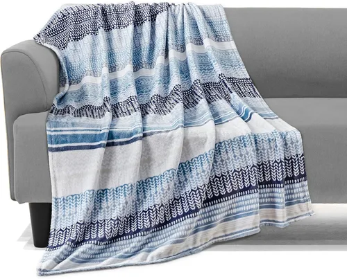 Miniatura 12 de Elegant Comfort Manta ligera estampada para todas las estaciones, ultra suave, acogedora y afelpada, manta decorativa, perfecta para descansar, 50 x