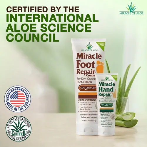 Miniatura 2 de Miracle - Crema reparadora de pies, 8 onzas + 1 onza Miracle Hand Repair, lociones curativas de aloe vera para manos y pies secos y agrietados