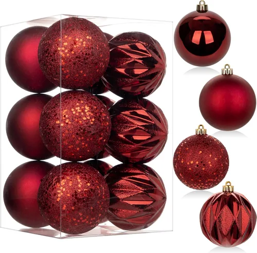 Miniatura 34 de 30 piezas de adornos de bola de árbol de Navidad irrompibles negros para decoración navideña