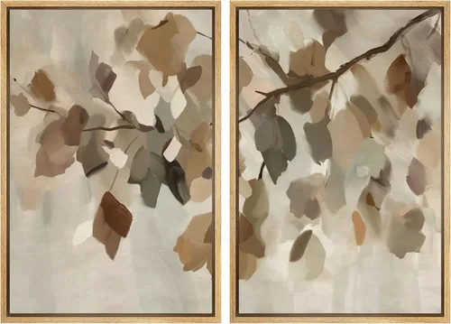 Miniatura 25 de MUDECOR Impresión en Lienzo Enmarcado Arte de Pared Anillos de Árbol de Madera de Roble Ilustración de la Naturaleza Arte Moderno Decorativo
