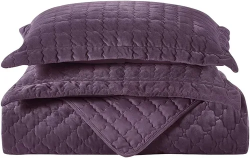 Miniatura 3 de Royal Hotel Bedding Juego de edredón de terciopelo de tamaño individual, juego de ropa de cama de lujo de felpa de gran tamaño con 1 funda de Morado