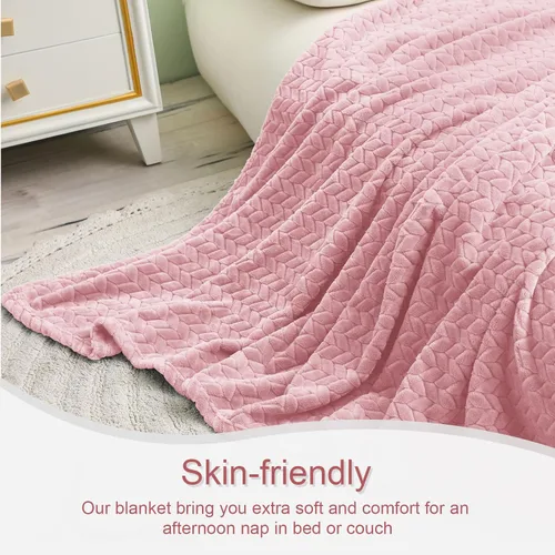 Miniatura 7 de Exclusivo Mezcla - Manta de forro polar tamaño King para cama, 90 x 104 pulgadas, mantas suaves y acogedoras de franela jacquard, ligeras y cálidas