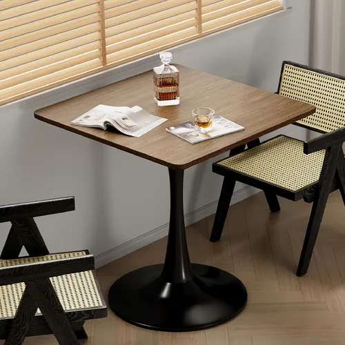 Miniatura 10 de Mesa pequeña de tulipanes de 24 pulgadas para 2 personas, mesa de comedor redonda de nogal para cocina, mesa moderna de mediados de siglo con base