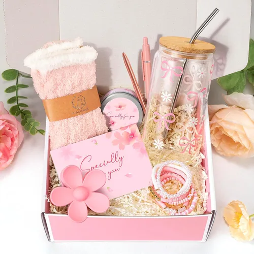Regalos de Cumpleaños para Mujeres y Niñas Adolescentes, Set de Regalo en Cesta para Niñas Adolescentes, Caja de Cumpleaños Feliz con Juego de Tazas