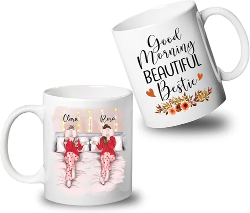 Miniatura 15 de Taza de café blanca de 2 mejores amigos, 11 onzas, 15 onzas, taza de amistad personalizada para mujeres, mejor amiga, mejor amiga, hermana, hermana