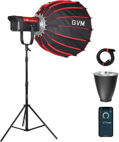 Miniatura 11 de GVM 300W Luz de Vídeo LED, 221950lux/1m, Kit de Iluminación de Fotografía ARO SD300B con Control por Aplicación, Luz de Estudio de 2700K-6800K Kit
