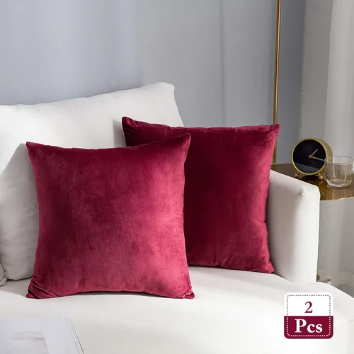Miniatura 44 de Stellhome - Juego de 2 fundas de almohada de terciopelo Rosa claro