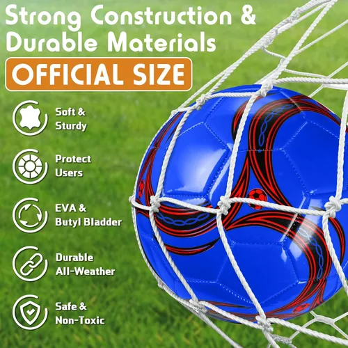 Miniatura 3 de Seenelling Balón de fútbol a granel con operación de bomba, tamaño 5 para deportes exteriores, bola cosida a máquina, suministros de donación