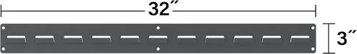 Miniatura 3 de Akro-Mils 30632 - Riel de almacenamiento de acero con listones de acero para almacenamiento de pared resistente para AkroBins, 32 pulgadas de ancho
