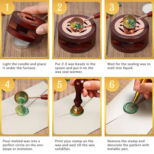 Miniatura 4 de Kit de Sellado de Cera con Caja de Regalo, 630 Piezas de Cuentas de Sellado de 24 Colores, Sello de Mariposa, Calentador de Cera de Sellado, Sobres