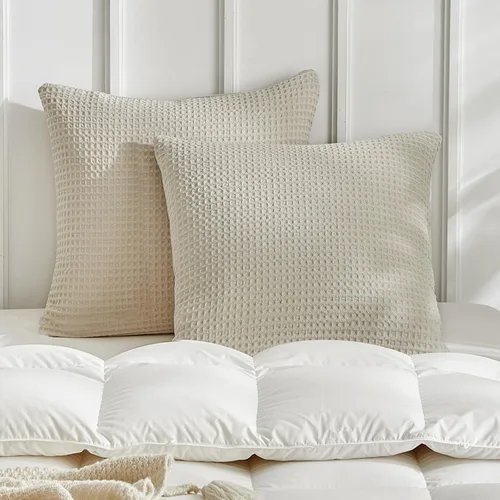 Miniatura 34 de WARMDERN - Fundas de almohada beige tamaño queen, fundas de almohada estándar, juego de 6 fundas de almohada de microfibra suave, textura boho
