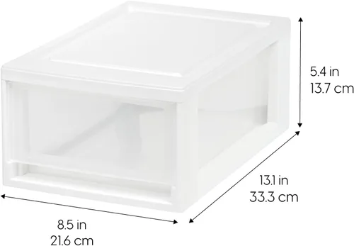 Miniatura 3 de IRIS USA Organizador de almacenamiento de cajones de plástico de 6 cuartos de galón, paquete de 2, unidad apilable con cajón deslizante