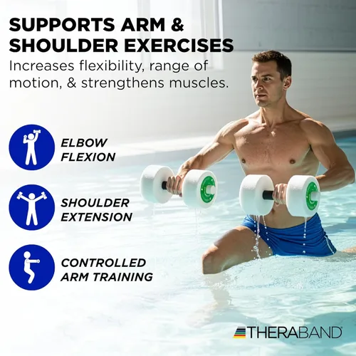 Miniatura 5 de THERABAND Water Weights, Aquatic Dumbbells for Pool Fitness, 2 Foam Weights with Padded Grip for Water Aerobics, Therapy, Workouts, Pool Exercise