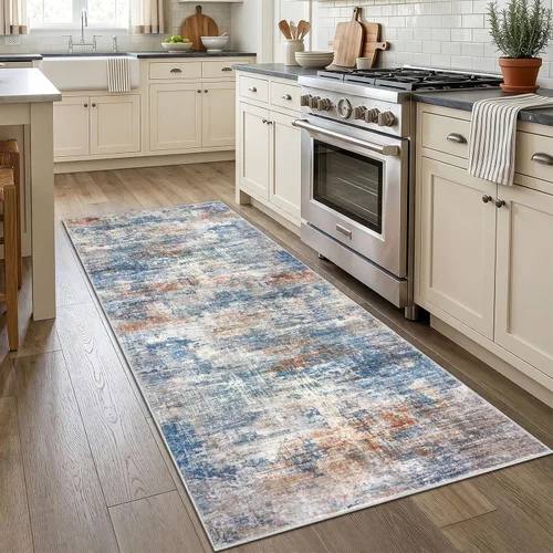 Miniatura 379 de IOHOUZE Alfombra abstracta lavable de 3 x 12 pies para pasillos, antideslizante para cocina, camino de entrada de lana sintética para interiores
