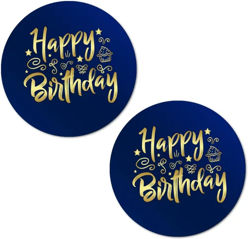 40 calcomanías de feliz cumpleaños, etiquetas redondas brillantes grandes de 2 pulgadas, ideal para fiestas de cumpleaños, caja de regalo, bolsa de