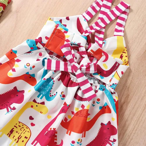 Miniatura 7 de Falda de verano para niñas pequeñas, con estampado de dinosaurio, sin mangas, correa sin espalda, vestido de 1 a 6 años