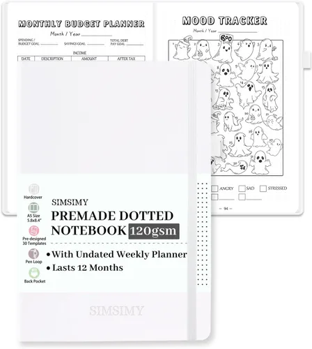 Miniatura 12 de Cuaderno de Diario Punteado Prefabricado con Plantillas de Viñetas, Diario de Puntillado en Rejilla de Puntos Prefabricado con Planificador Semanal
