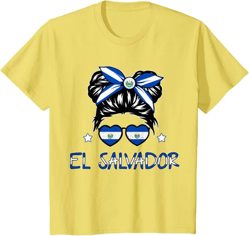 Miniatura 35 de Camiseta de El Salvador para Niñas Bandera Patrimonio Hispano Salvadoreño