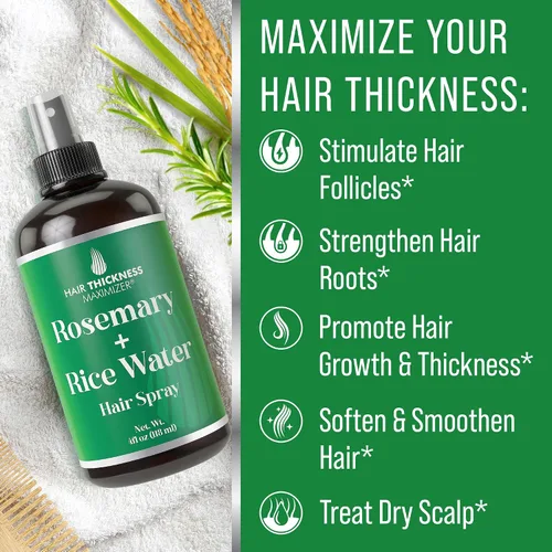 Miniatura 3 de Longsheng - Spray de agua de arroz y romero para el crecimiento del cabello para mujeres y hombres, tratamiento vegano para cuero cabelludo de 4
