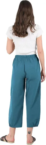 Miniatura 7 de utcoco Pantalones cortos harén para mujer, cintura elástica, casual, ajuste holgado, algodón y lino, capris con bolsillos