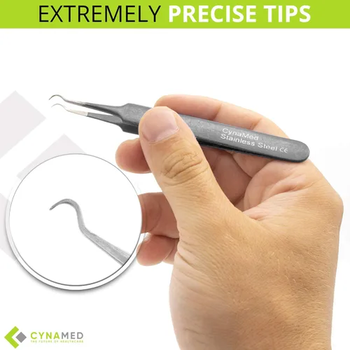 Miniatura 4 de Pinzas para puntos negros, extractor de comedia quirúrgica y astillas con punta de acero curvada profesional. Herramienta ideal para eliminar