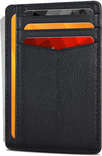 Miniatura 17 de Carteras de cuero Oak Leathers, delgadas y minimalistas con bloqueo RFID, tarjetero de bolsillo frontal para hombres y mujeres, Desnudo