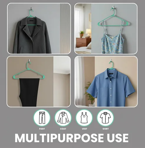 Miniatura 4 de Perchas de plástico Utopia Home, paquete de 50 - Percha para ropa con ganchos - Duradera y ahorradora de espacio (Agua)