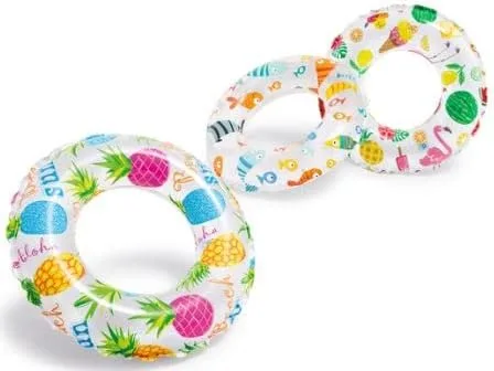 Intex Anillos de natación Lively Print, paquete de 3, tubos de natación surtidos para piscina, río o lago