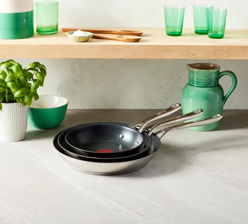 Miniatura 8 de T-Fal Jamie Oliver Sartenes de acero inoxidable con revestimiento antiadherente de 9.5 y 11 pulgadas, compatibles con inducción, aptas para horno