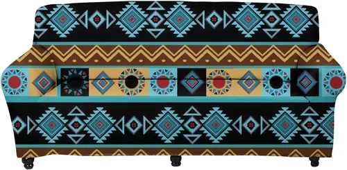 Miniatura 40 de Forchrinse Funda de sofá con estampado navajo africano para sofá de 1 cojín, funda elástica para sofá, protector de muebles para casa rural, hogar