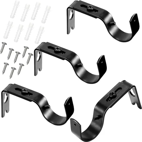 Miniatura 14 de Frienda 4 soportes de barra de cortina resistentes pintados de plata ajustables para barra de cortina de 1 pulgada de diámetro, soportes de Plata