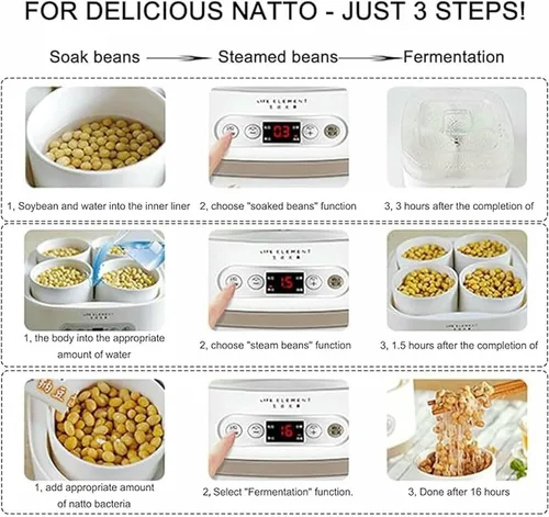 Miniatura 5 de Máquina de fermentación de NATTO, tanque de fermentación eléctrico de yogur Natto de 1.5L, Máquina de fermentación de Natto con 4 envases