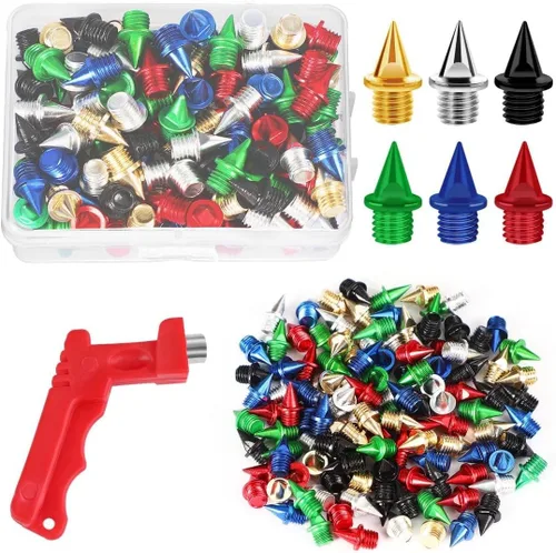 Miniatura 8 de JULMELON 120 PIEZAS Clavos de Pista y Campo Traviesa de Acero Inoxidable de 1/4 pulgada Clavos para Zapatos de Golf con Llave para Clavos, Clavos