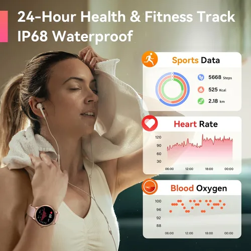 Miniatura 2 de Reloj inteligente para mujer, contador de calorías, monitor de sueño, IP68, impermeable, podómetro, contador de calorías, monitor de actividad