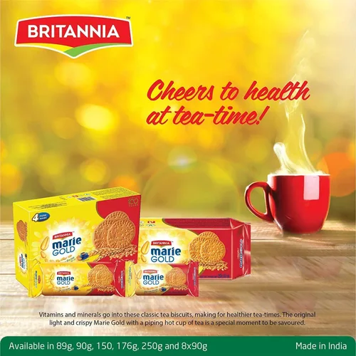 Miniatura 6 de BRITANNIA Marie Gold Cookies - Galletas de 8.8 onzas (8.82 oz) Pour l'heure du thé - Snack crujiente para la hora del té - Deliciosas galletas