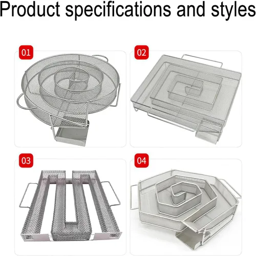 Miniatura 2 de Naysku Generador de humo frío, bandeja para ahumar pellets, ahumador de laberinto para frío, herramientas de cocina de parrilla de acero inoxidable