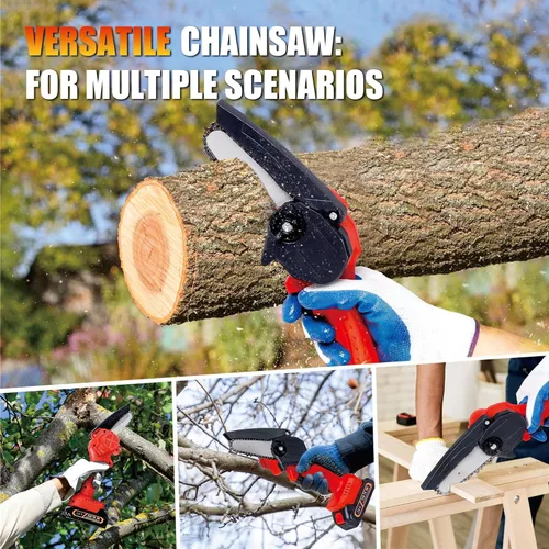 Miniatura 6 de Mini motosierra inalámbrica de 4 pulgadas, motosierras portátiles de mano con una sola mano para corte de madera de rama de árbol
